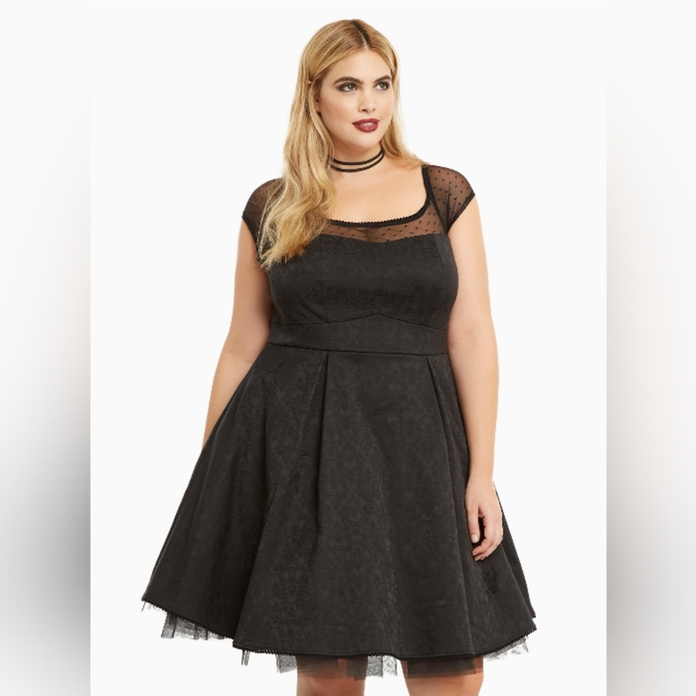 NWT DISNEY TORRID villains series black swing dress with lace detail